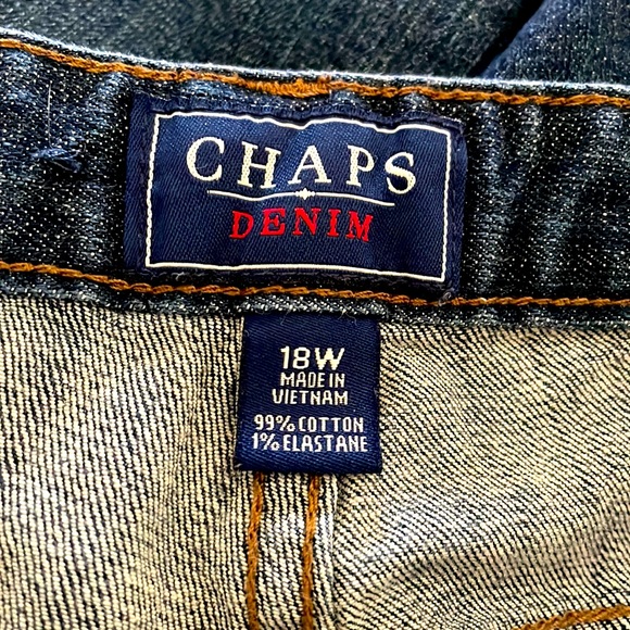 Chaps Womens' Plus Size 18W Dark Blue Madden Straight Slimming Fit Denim Jeans - Picture 5 of 7